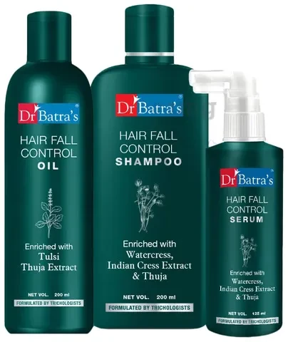 Dr Batra's Combo Pack of Hair Fall Control Serum 125ml, Hair Fall Control Shampoo 200ml and Hair Fall Control Oil 200ml